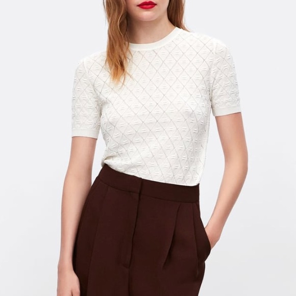 zara knit short sleeve top